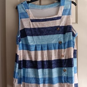 Striped Blue and White Women's Top